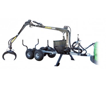 Przyczepa do przewozu drewna z żurawiem